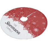 Rode sneeuwvlok Gepersonaliseerde kerstboomrok Fleece Kerstboom Rok (Gekanteld)