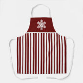 Rode sneeuwvlok gestreepte lijnen Kerstvakantie Schort (Voorkant)