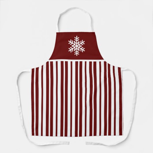 Rode sneeuwvlok gestreepte lijnen Kerstvakantie Schort (Voorkant)
