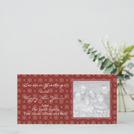 Rode Sneeuwvlok Kerst Foto Kaarten (Staand voorkant)