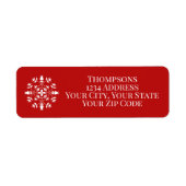 Rode Sneeuwvlok Kerst Retouradres Sticker (Voorkant)