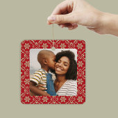Rode Sneeuwvlok Kerstfoto Custom Keramisch Ornament