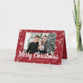 Rode Sneeuwvlok Kerstkaart Feestdagen Kaart (Voorkant)