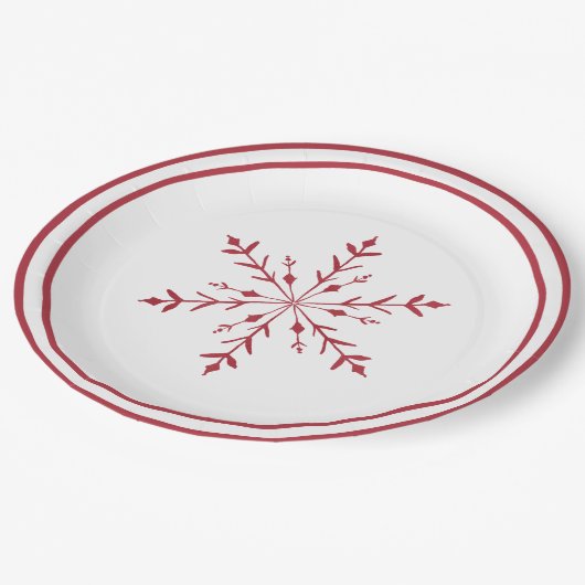 Rode Sneeuwvlok Kerstmis Party Bord (Gekanteld)