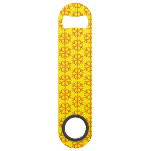 Rode sneeuwvlok met geel Gepersonaliseerd flesopen Speed Flessenopener (Voorkant)