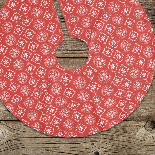 Rode Sneeuwvlok Patroon Eenvoudige Kerstmis Kerstboom Rok