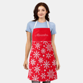 Rode sneeuwvlok Volwassen gepersonaliseerd koken Schort