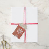 Rode  Sneeuwvlok Vrolijke Kerstvakantie Cadeaulabel (Met Touw)