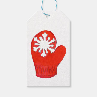 Rode sneeuwvlok wanten cadeau Labels Cadeaulabel