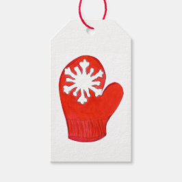 Rode sneeuwvlok wanten cadeau Labels Cadeaulabel