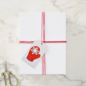Rode sneeuwvlok wanten cadeau Labels Cadeaulabel (Met Touw)
