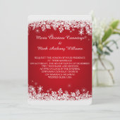 Rode Sneeuwvlok Winter Trouw Uitnodiging (Staand voorkant)