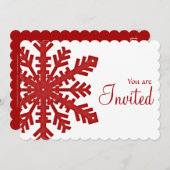 Rode sneeuwvlok Winteruitnodiging 1 Kaart (Voorkant / Achterkant)