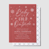 Rode Sneeuwvlokken Baby Het is Koud Buiten Baby Bo Vellum Uitnodigingen (Offset (Uitnodiging))