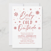Rode sneeuwvlokken Baby Het is koud buiten Baby sh Kaart (Voorkant)
