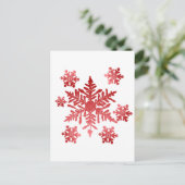 Rode sneeuwvlokken briefkaart (Staand voorkant)