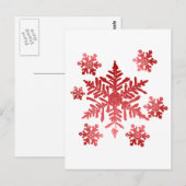 Rode sneeuwvlokken briefkaart (Voorkant / Achterkant)