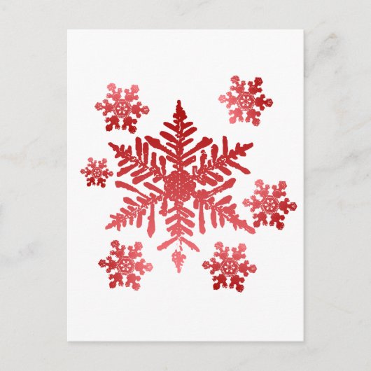 Rode sneeuwvlokken briefkaart (Voorkant)