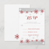 Rode sneeuwvlokken en grijze sterren moderne bruil RSVP kaartje (Voorkant / Achterkant)