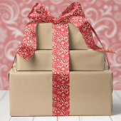 Rode sneeuwvlokken en kerstswirls satijnen lint