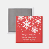 Rode sneeuwvlokken en sterren sparen de Magnet van (Voorkant / Achterkant)