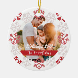 Rode sneeuwvlokken Feestdagen Wit keramisch Orname Ornament