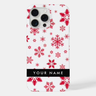 Rode Sneeuwvlokken, Je naam, Personaliseer iPhone 15 Pro Max Case