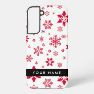 Rode Sneeuwvlokken, Je naam, Personaliseer Samsung Galaxy Hoesje