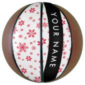Rode sneeuwvlokken, Jouw naam, Personaliseren Basketbal (Verticaal)