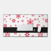 Rode sneeuwvlokken, Jouw naam, Personaliseren Bureaumat (Keyboard & Muis)