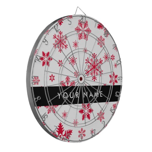 Rode sneeuwvlokken, Jouw naam, Personaliseren Dartbord (Voorkant Links)