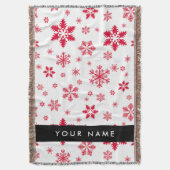 Rode sneeuwvlokken, Jouw naam, Personaliseren Deken (Voorkant Verticaal)