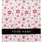 Rode sneeuwvlokken, Jouw naam, Personaliseren Douchegordijn (Voorkant)