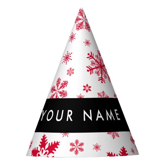 Rode sneeuwvlokken, Jouw naam, Personaliseren Feesthoedjes (Voorkant)