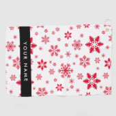 Rode sneeuwvlokken, Jouw naam, Personaliseren Golfhanddoek (Horizontaal)