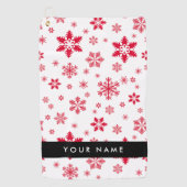Rode sneeuwvlokken, Jouw naam, Personaliseren Golfhanddoek (Voorkant)