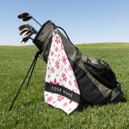 Rode sneeuwvlokken, Jouw naam, Personaliseren Golfhanddoek