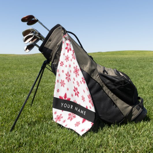 Rode sneeuwvlokken, Jouw naam, Personaliseren Golfhanddoek (Groen)