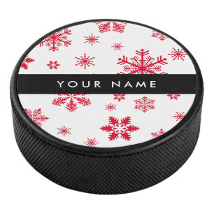 Rode sneeuwvlokken, Jouw naam, Personaliseren Hockey Puck