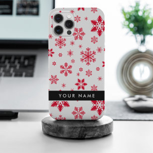 Rode sneeuwvlokken, Jouw naam, Personaliseren iPhone 15 Pro Max Case