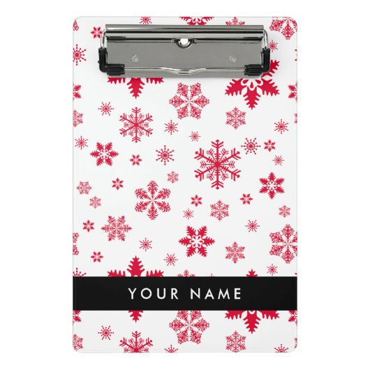 Rode sneeuwvlokken, Jouw naam, Personaliseren Mini Klembord (Voorkant)