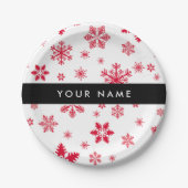 Rode sneeuwvlokken, Jouw naam, Personaliseren Papieren Bordje (Voorkant)