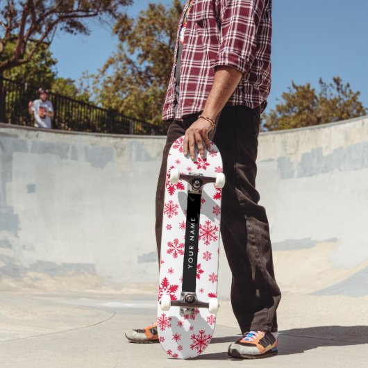 Rode sneeuwvlokken, Jouw naam, Personaliseren Persoonlijk Skateboard (Buiten 2)