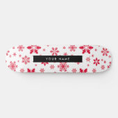 Rode sneeuwvlokken, Jouw naam, Personaliseren Persoonlijk Skateboard (Horizontaal)