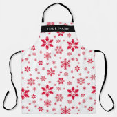 Rode sneeuwvlokken, Jouw naam, Personaliseren Schort (Voorkant)