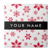 Rode sneeuwvlokken, Jouw naam, Personaliseren Tegeltje (Voorkant)
