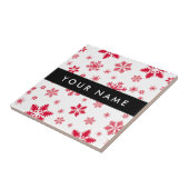 Rode sneeuwvlokken, Jouw naam, Personaliseren Tegeltje (Zijkant)