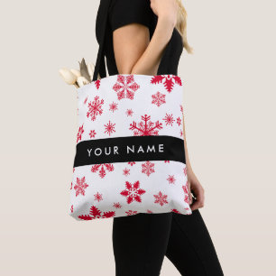 Rode sneeuwvlokken, Jouw naam, Personaliseren Tote Bag