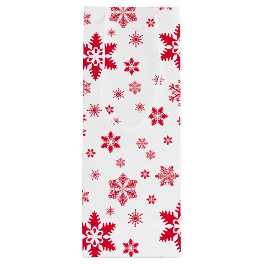 Rode sneeuwvlokken, Jouw naam, Personaliseren Wijn Cadeautas (Achterkant)