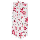 Rode sneeuwvlokken, Jouw naam, Personaliseren Wijn Cadeautas (Achterkant Gekanteld)